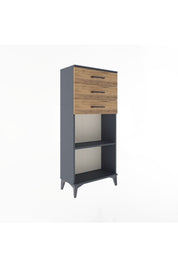Arges Dolap Tek Raflı 3 Çekmeceli 60x30x134 Antrasit-Çam