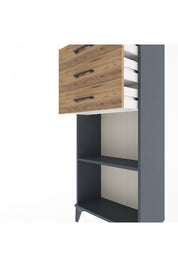 Arges Dolap Tek Raflı 3 Çekmeceli 60x30x134 Antrasit-Çam