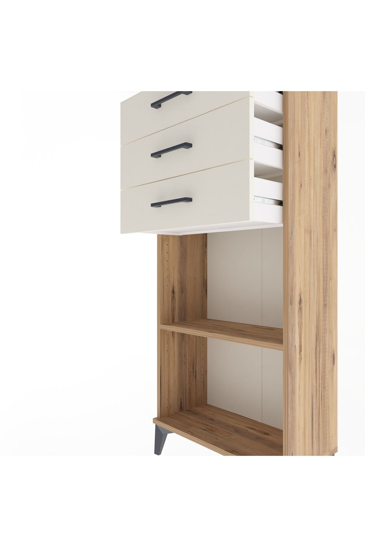 Arges Dolap Tek Raflı 3 Çekmeceli 60x30x134 Çam-Aytaşı