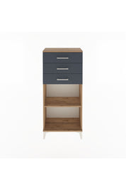 Arges Dolap Tek Raflı 3 Çekmeceli 60x30x134 Çam-Antrasit