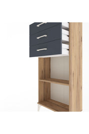 Arges Dolap Tek Raflı 3 Çekmeceli 60x30x134 Çam-Antrasit