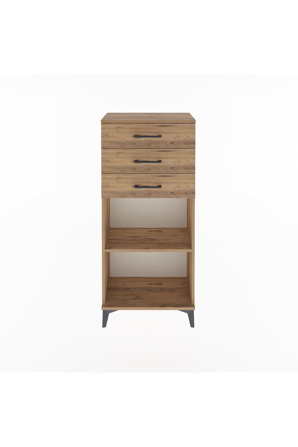 Arges Dolap Tek Raflı 3 Çekmeceli 60x30x134 Çam-Çam