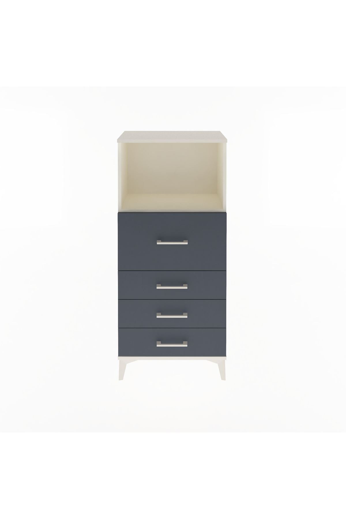 Arges Dolap Tek Raflı 4 Çekmeceli 60x30x134 Aytaşı-Antrasit