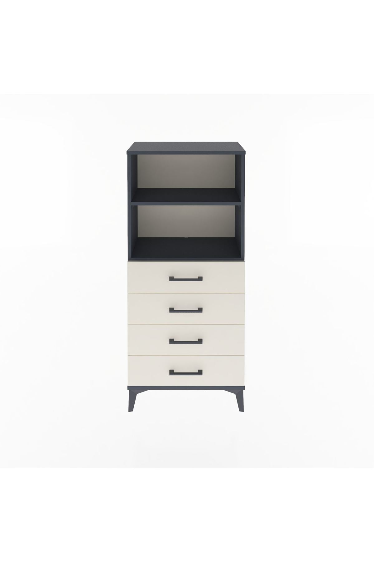 Arges Dolap 2 Raflı 4 Çekmeceli 60x30x134 Antrasit-Aytaşı