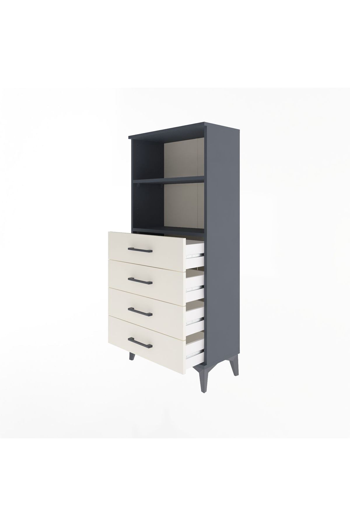 Arges Dolap 2 Raflı 4 Çekmeceli 60x30x134 Antrasit-Aytaşı