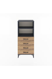 Arges Dolap 2 Raflı 4 Çekmeceli 60x30x134 Antrasit-Çam