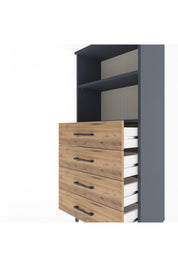 Arges Dolap 2 Raflı 4 Çekmeceli 60x30x134 Antrasit-Çam