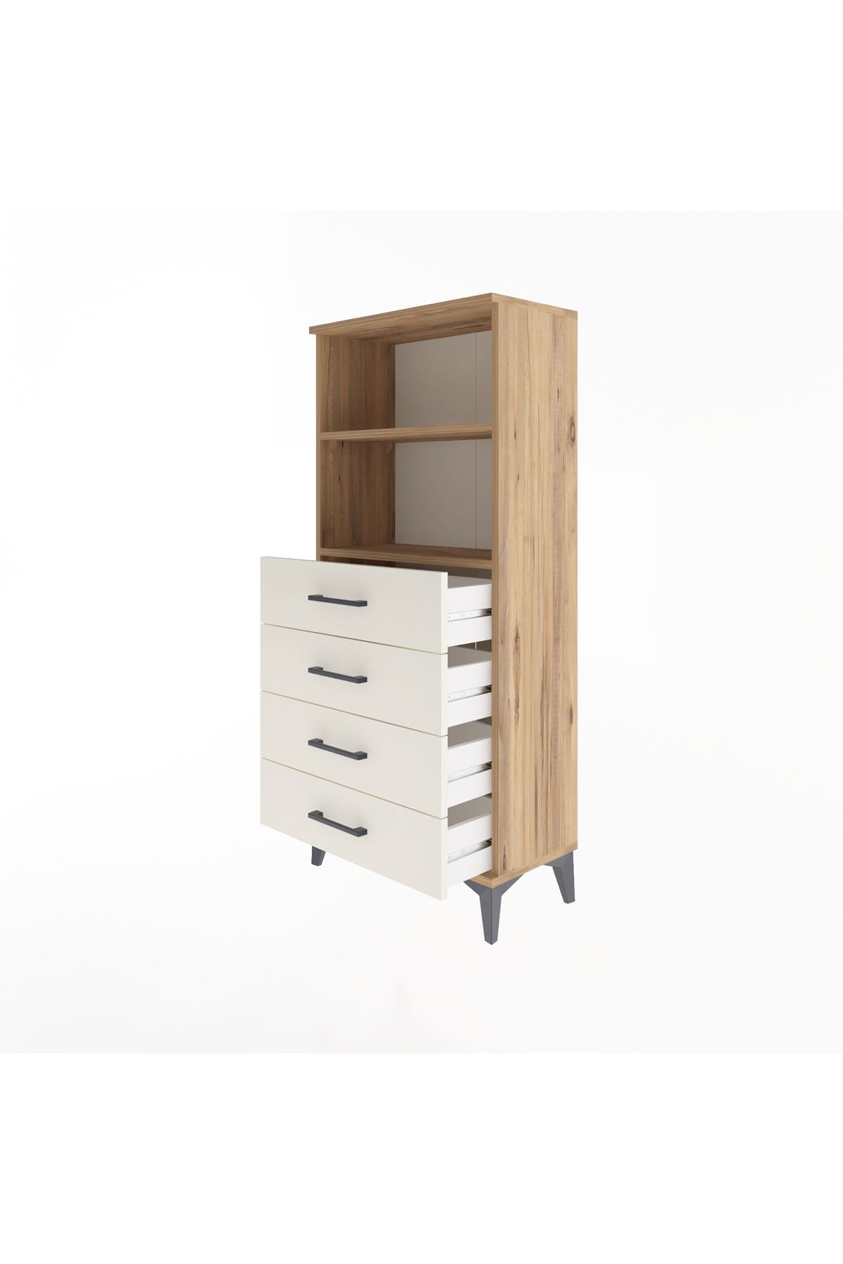 Arges Dolap 2 Raflı 4 Çekmeceli 60x30x134 Çam-Aytaşı