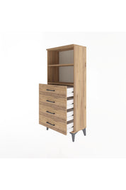 Arges Dolap 2 Raflı 4 Çekmeceli 60x30x134 Çam-Çam