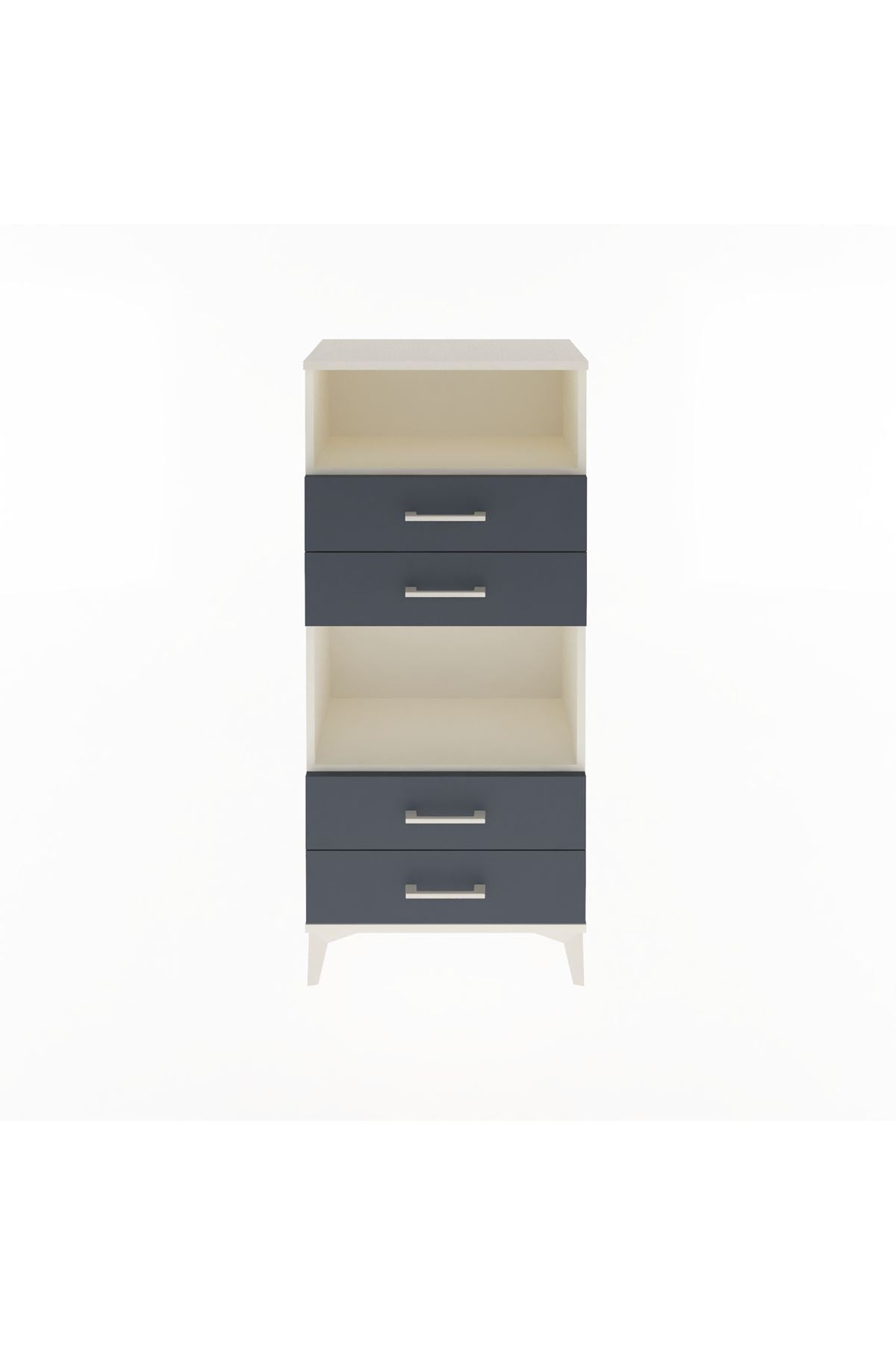 Arges Dolap 2 Raflı 4 Çekmeceli 60x30x134 Aytaşı-Antrasit