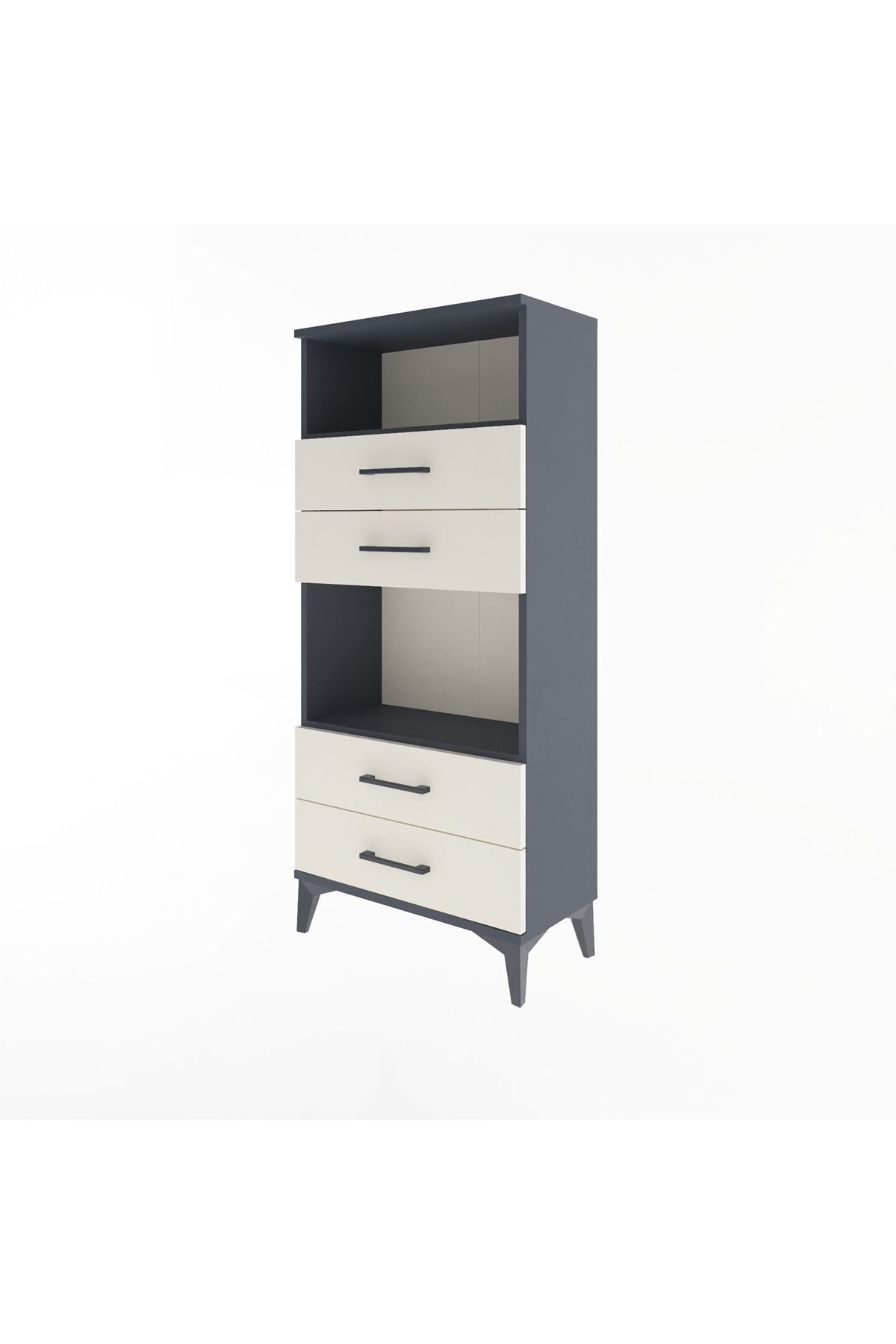 Arges Dolap 2 Raflı 4 Çekmeceli 60x30x134 Antrasit-Aytaşı