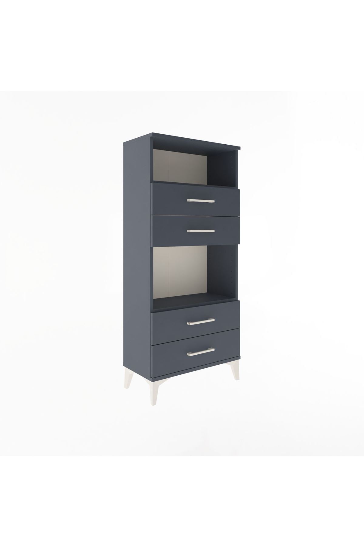 Arges Dolap 2 Raflı 4 Çekmeceli 60x30x134 Antrasit-Antrasit