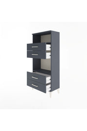 Arges Dolap 2 Raflı 4 Çekmeceli 60x30x134 Antrasit-Antrasit