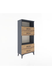 Arges Dolap 2 Raflı 4 Çekmeceli 60x30x134 Antrasit-Çam