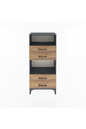 Arges Dolap 2 Raflı 4 Çekmeceli 60x30x134 Antrasit-Çam