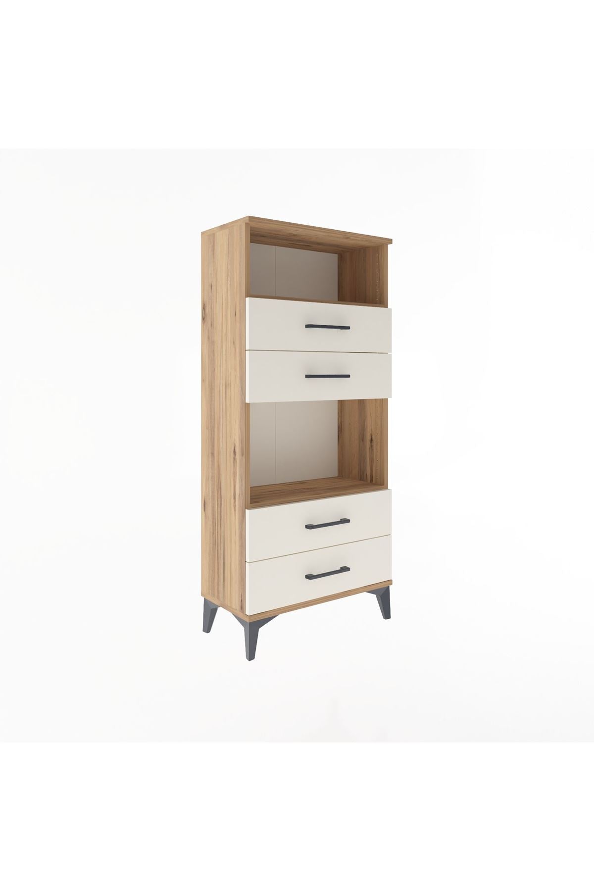 Arges Dolap 2 Raflı 4 Çekmeceli 60x30x134 Çam-Aytaşı