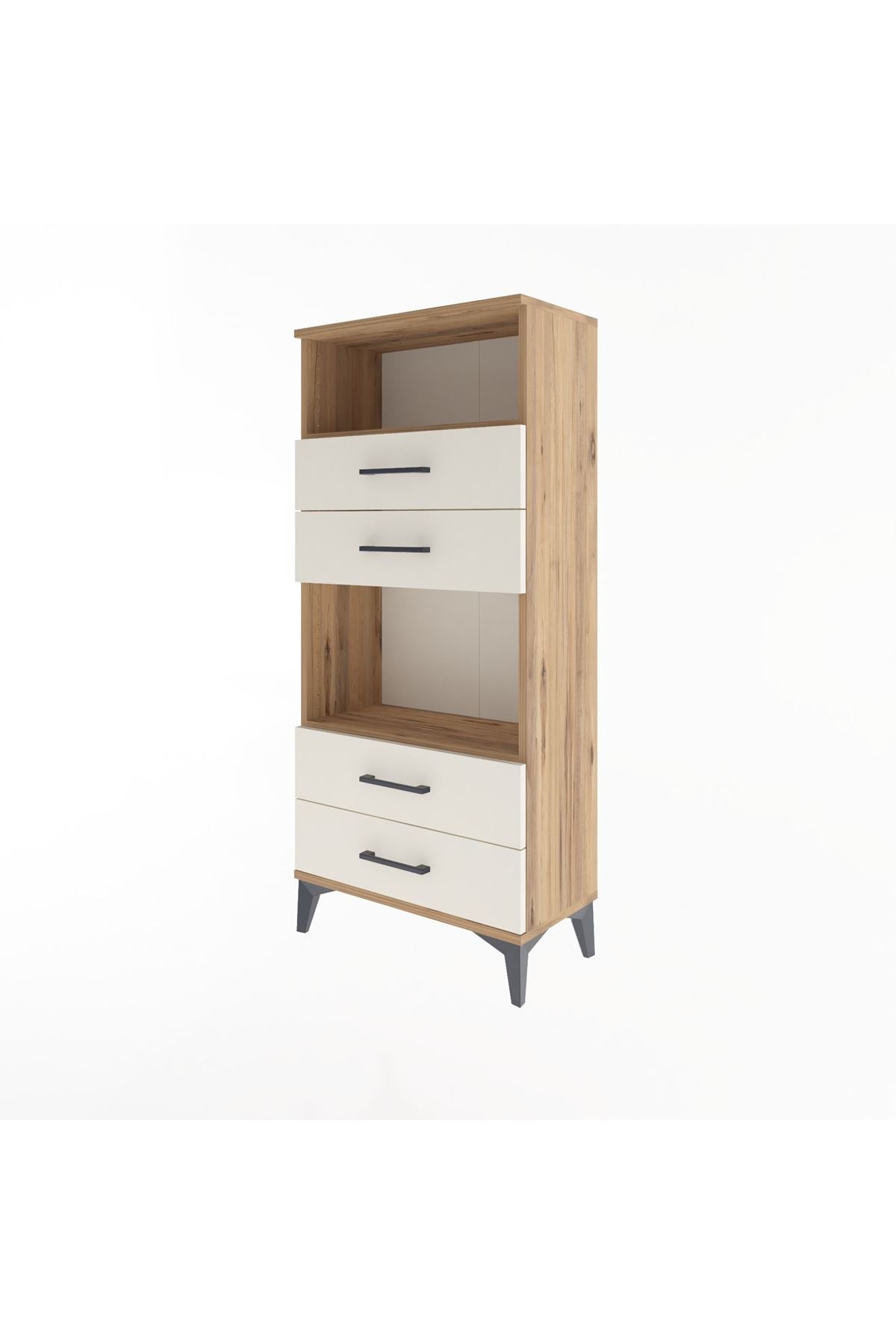 Arges Dolap 2 Raflı 4 Çekmeceli 60x30x134 Çam-Aytaşı