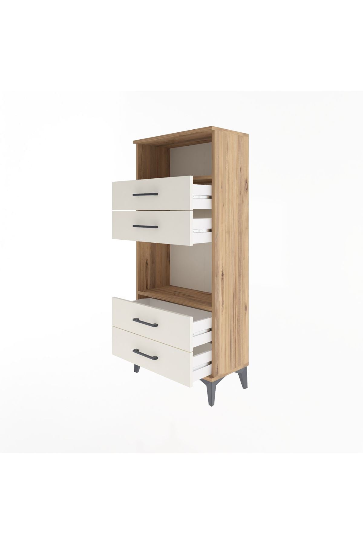 Arges Dolap 2 Raflı 4 Çekmeceli 60x30x134 Çam-Aytaşı