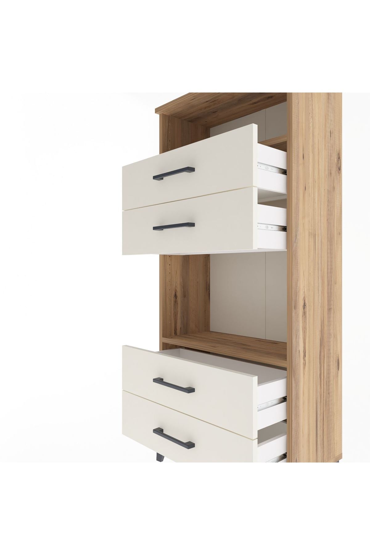 Arges Dolap 2 Raflı 4 Çekmeceli 60x30x134 Çam-Aytaşı