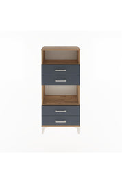 Arges Dolap 2 Raflı 4 Çekmeceli 60x30x134 Çam-Antrasit