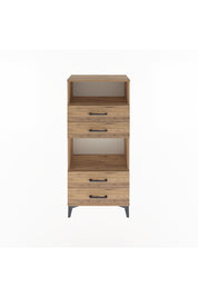 Arges Dolap 2 Raflı 4 Çekmeceli 60x30x134 Çam-Çam