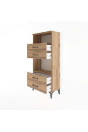Arges Dolap 2 Raflı 4 Çekmeceli 60x30x134 Çam-Çam