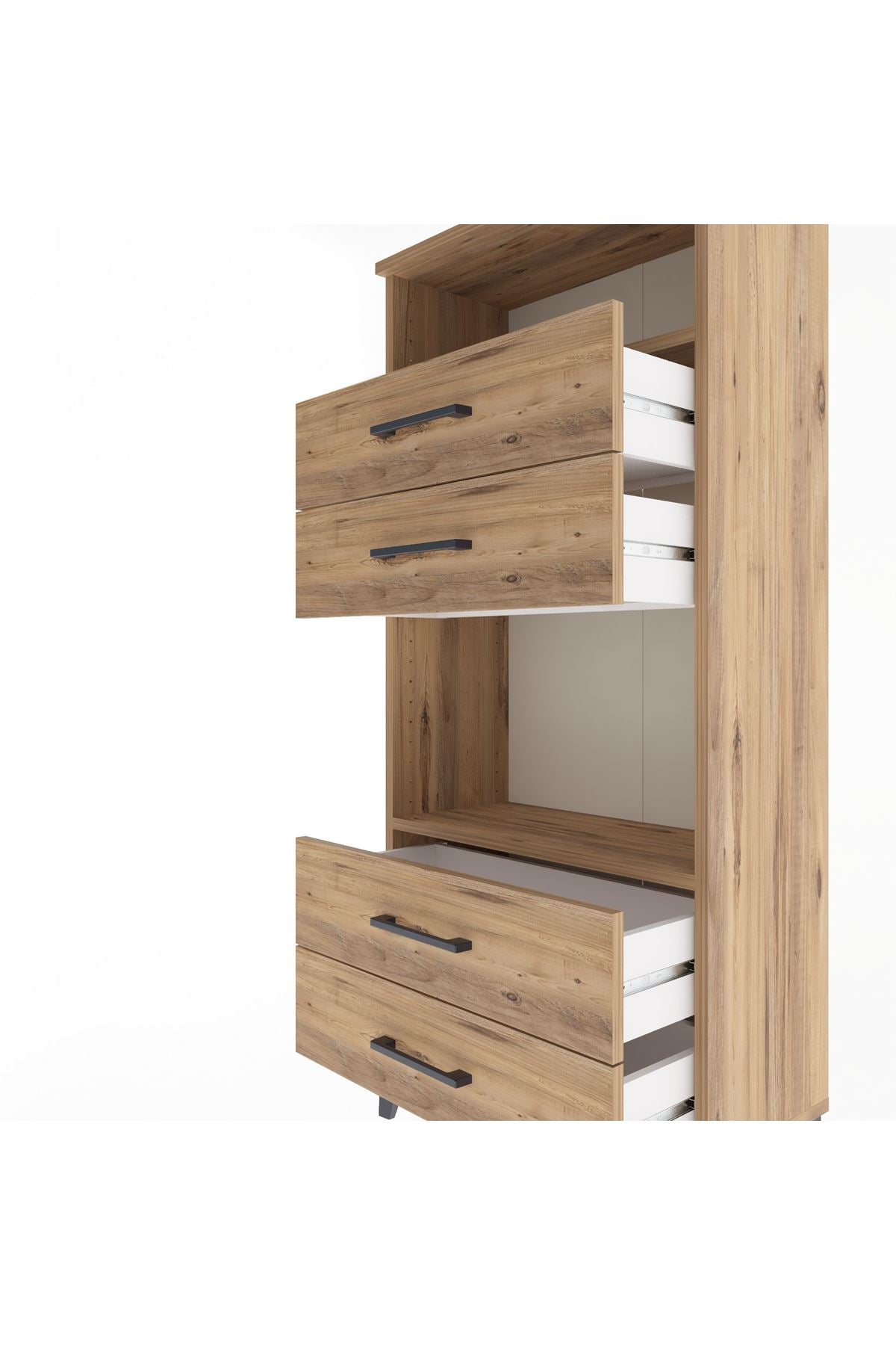 Arges Dolap 2 Raflı 4 Çekmeceli 60x30x134 Çam-Çam