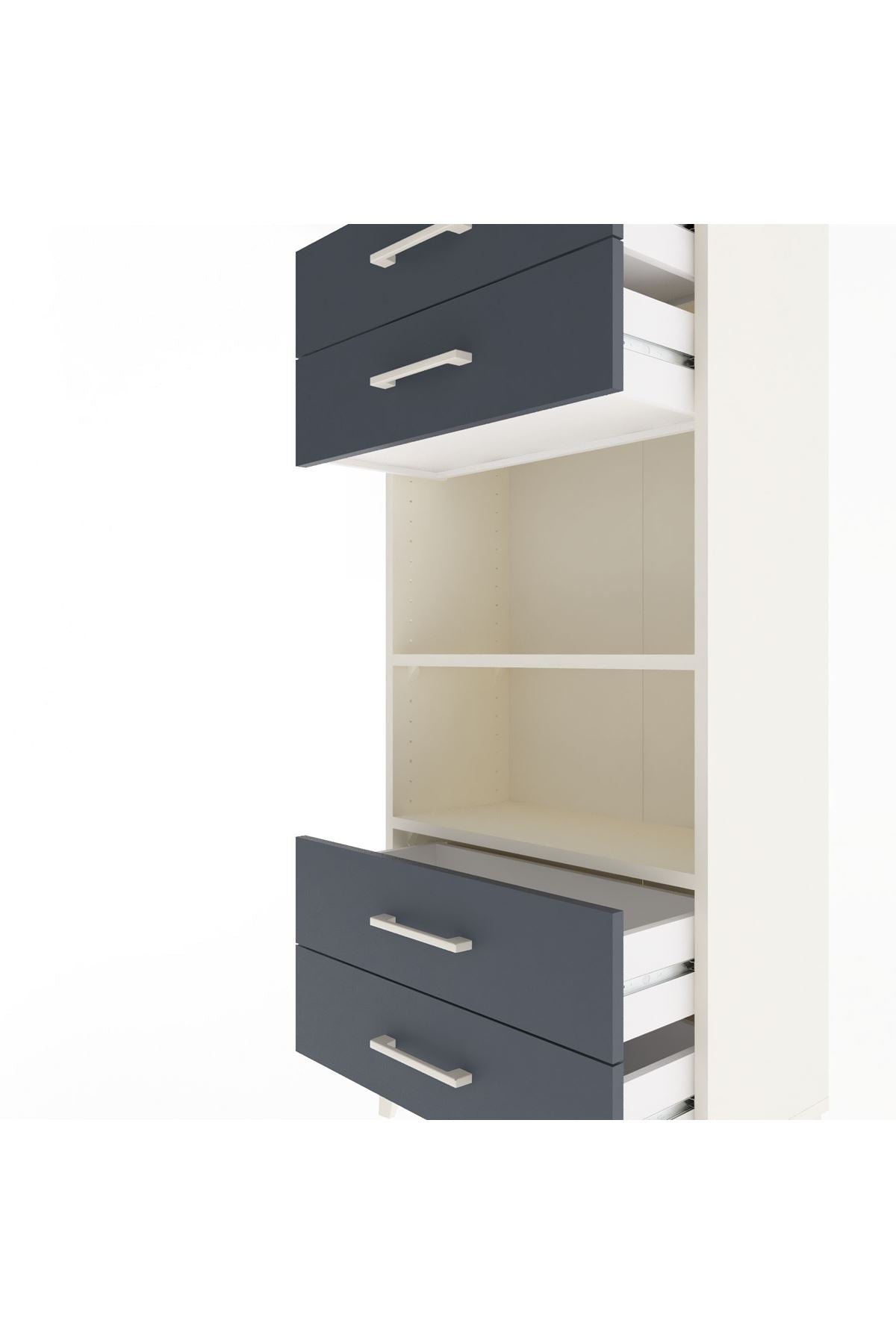 Arges Dolap 2 Raflı 4 Çekmeceli 60x30x134 Aytaşı-Antrasit