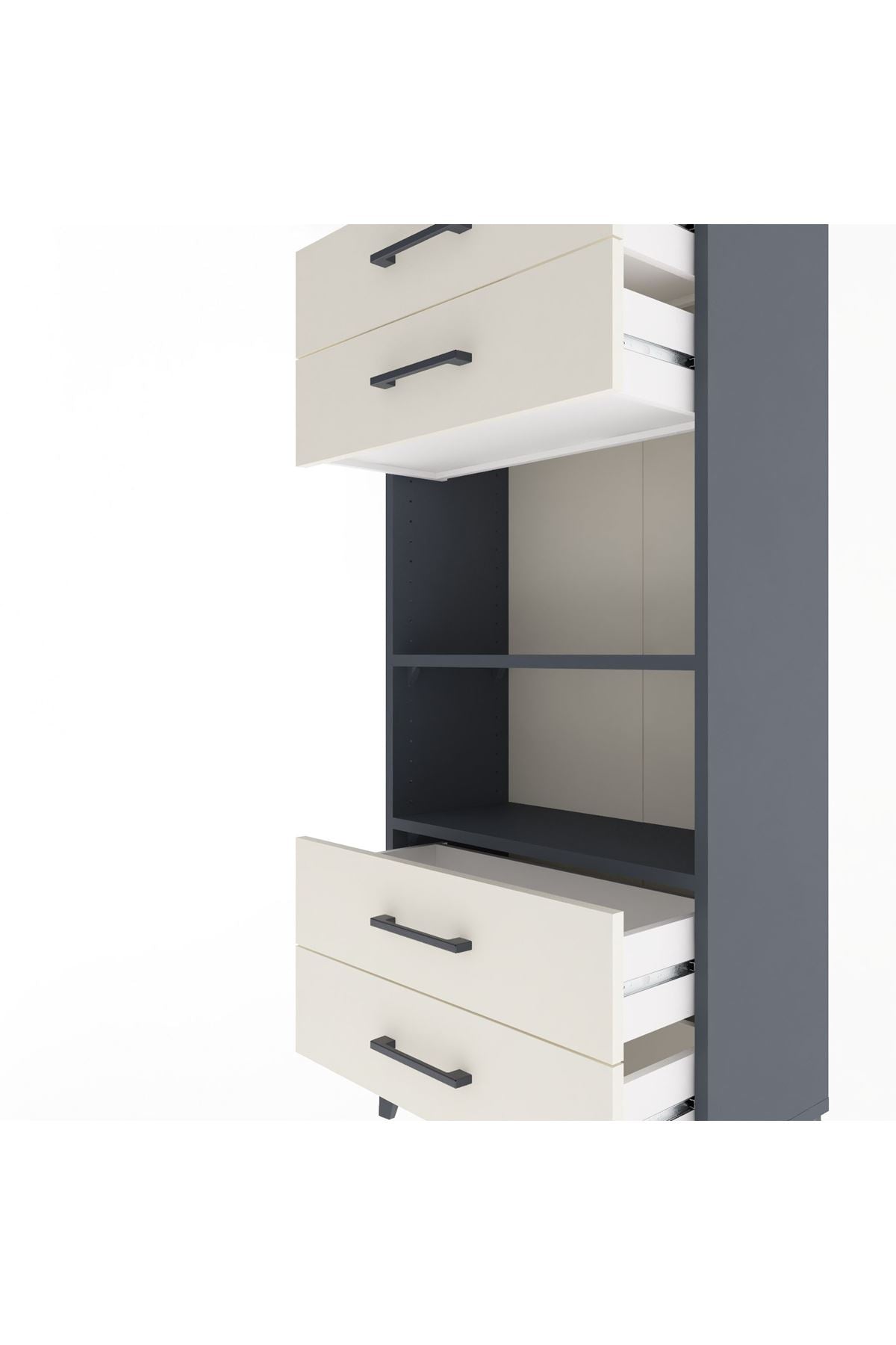 Arges Dolap 2 Raflı 4 Çekmeceli 60x30x134 Antrasit-Aytaşı