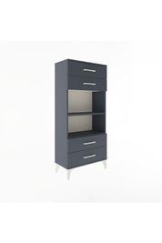 Arges Dolap 2 Raflı 4 Çekmeceli 60x30x134 Antrasit-Antrasit