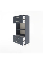 Arges Dolap 2 Raflı 4 Çekmeceli 60x30x134 Antrasit-Antrasit