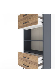 Arges Dolap 2 Raflı 4 Çekmeceli 60x30x134 Antrasit-Çam