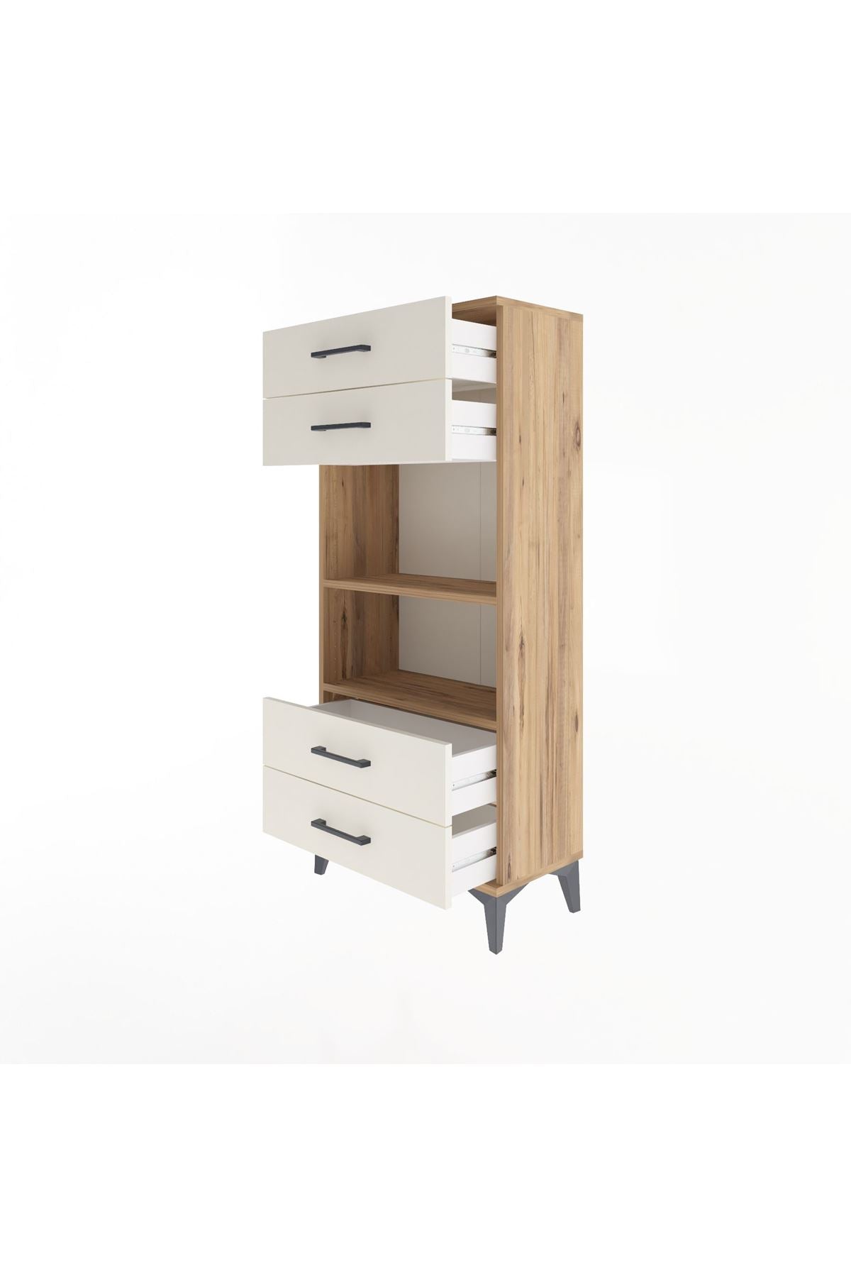 Arges Dolap 2 Raflı 4 Çekmeceli 60x30x134 Çam-Aytaşı