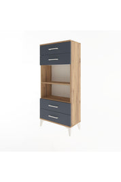 Arges Dolap 2 Raflı 4 Çekmeceli 60x30x134 Çam-Antrasit