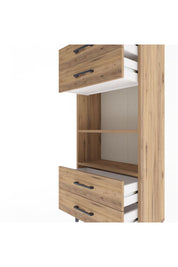 Arges Dolap 2 Raflı 4 Çekmeceli 60x30x134 Çam-Çam