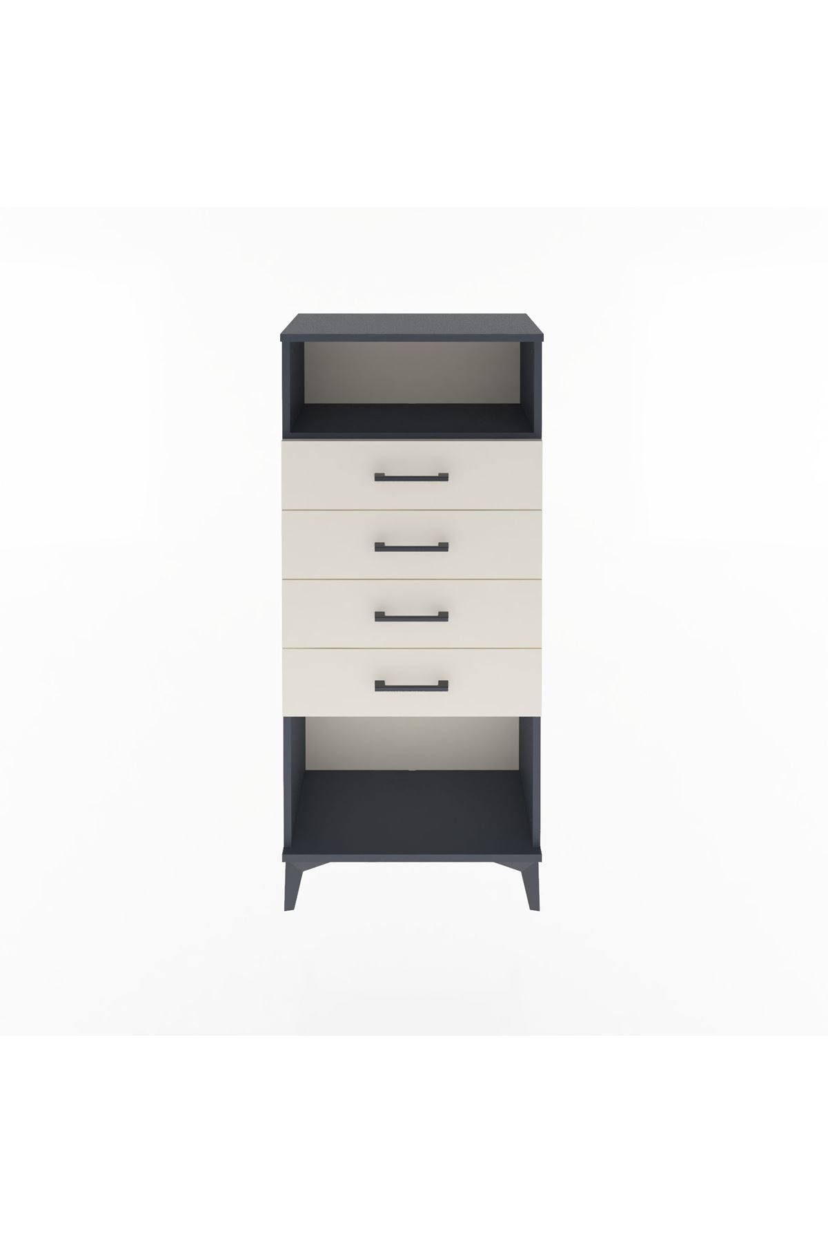 Arges Dolap Tek Raflı 4 Çekmeceli 60x30x134 Antrasit-Aytaşı