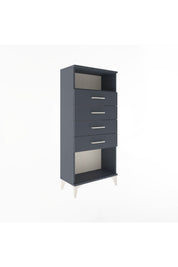 Arges Dolap Tek Raflı 4 Çekmeceli 60x30x134 Antrasit-Antrasit