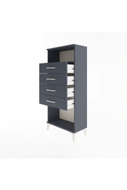 Arges Dolap Tek Raflı 4 Çekmeceli 60x30x134 Antrasit-Antrasit