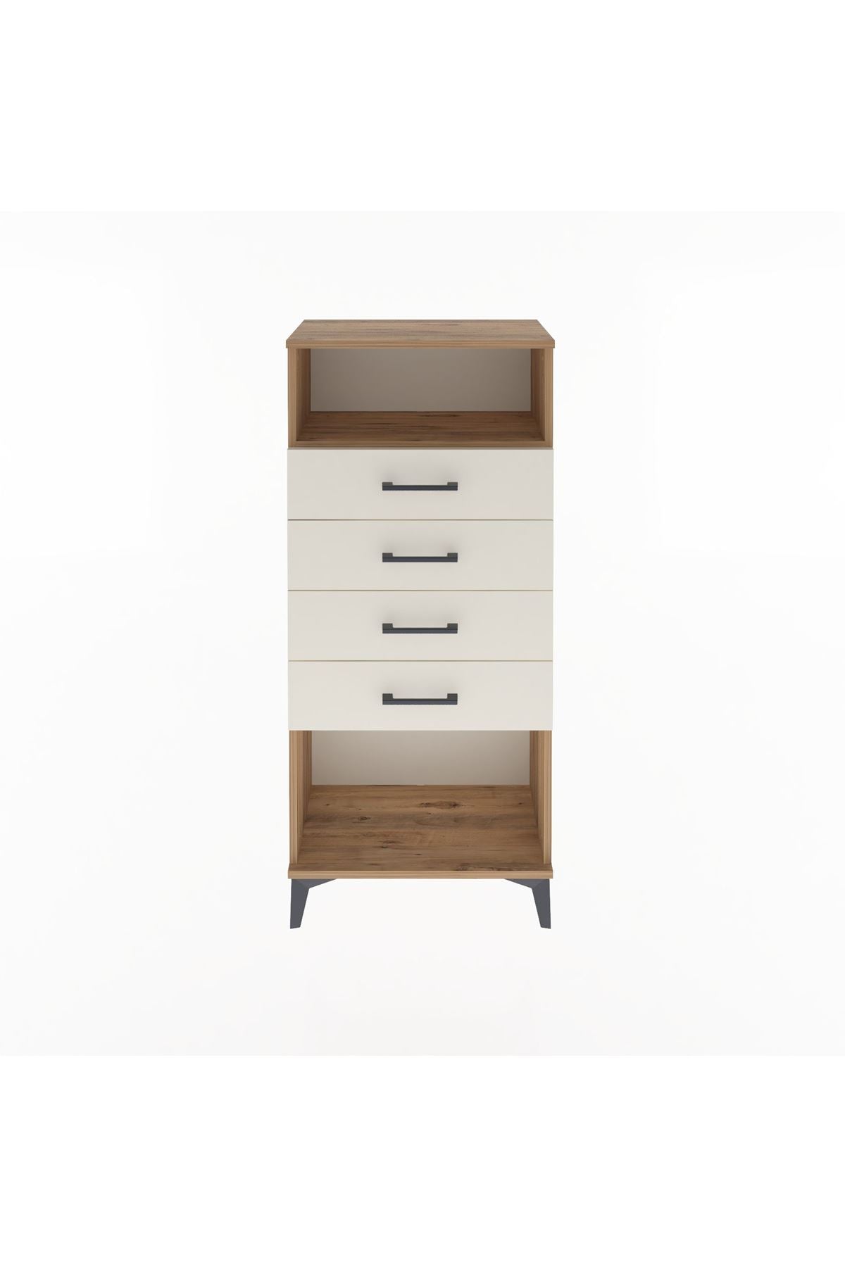 Arges Dolap Tek Raflı 4 Çekmeceli 60x30x134 Çam-Aytaşı