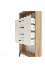 Arges Dolap Tek Raflı 4 Çekmeceli 60x30x134 Çam-Aytaşı