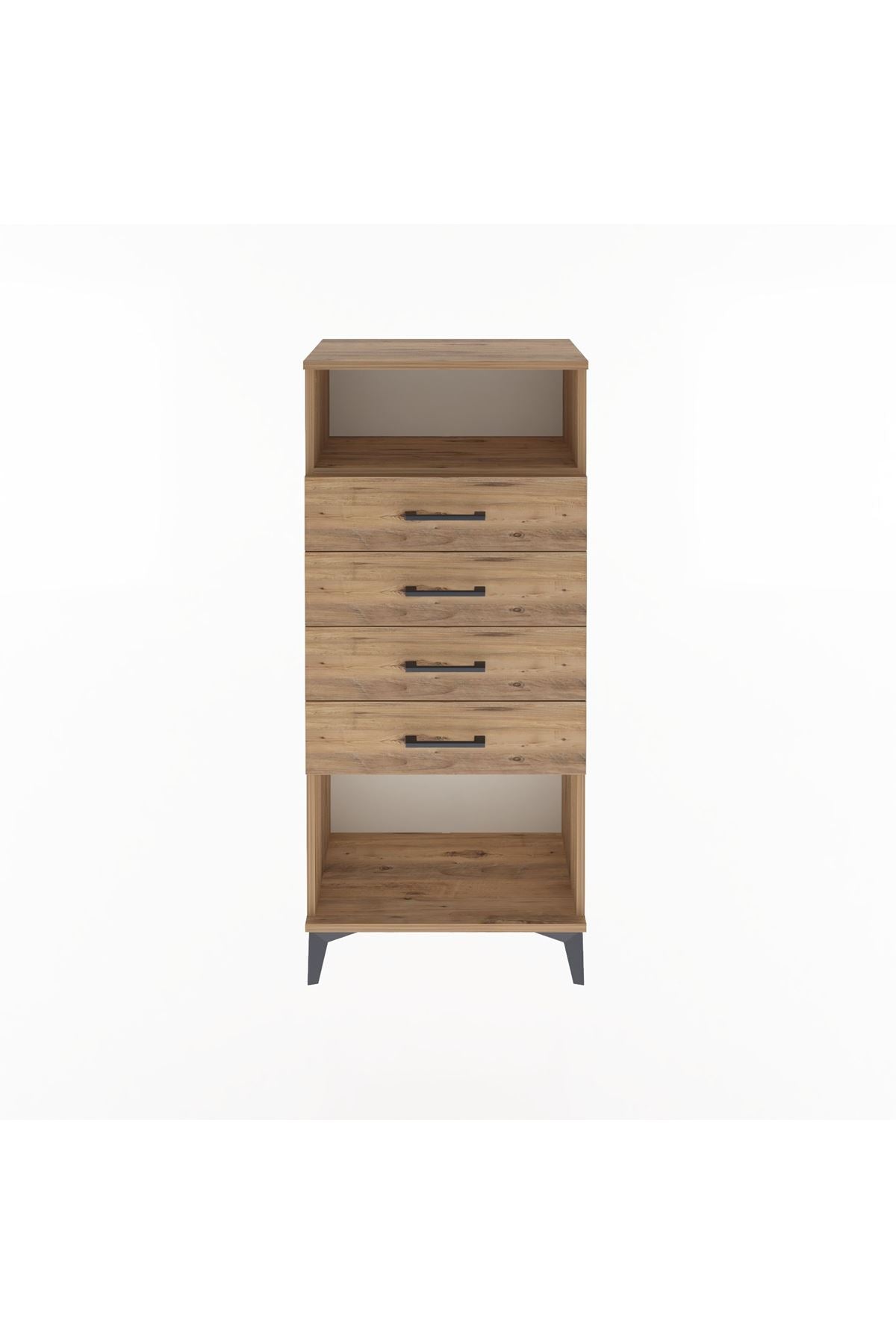 Arges Dolap Tek Raflı 4 Çekmeceli 60x30x134 Çam-Çam