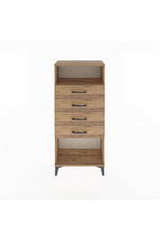 Arges Dolap Tek Raflı 4 Çekmeceli 60x30x134 Çam-Çam