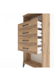 Arges Dolap Tek Raflı 4 Çekmeceli 60x30x134 Çam-Çam