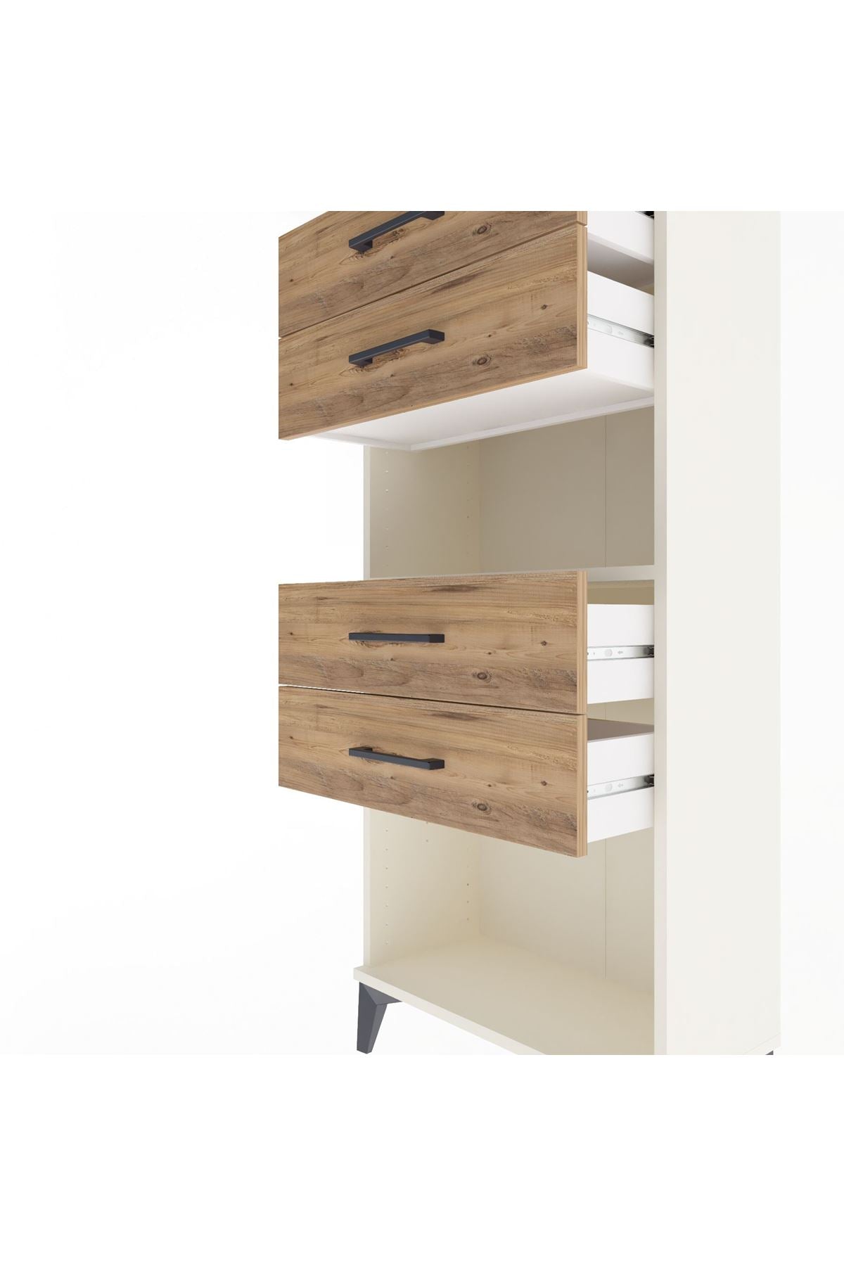 Arges Dolap Tek Raflı 4 Çekmeceli 60x30x134 Aytaşı-Çam