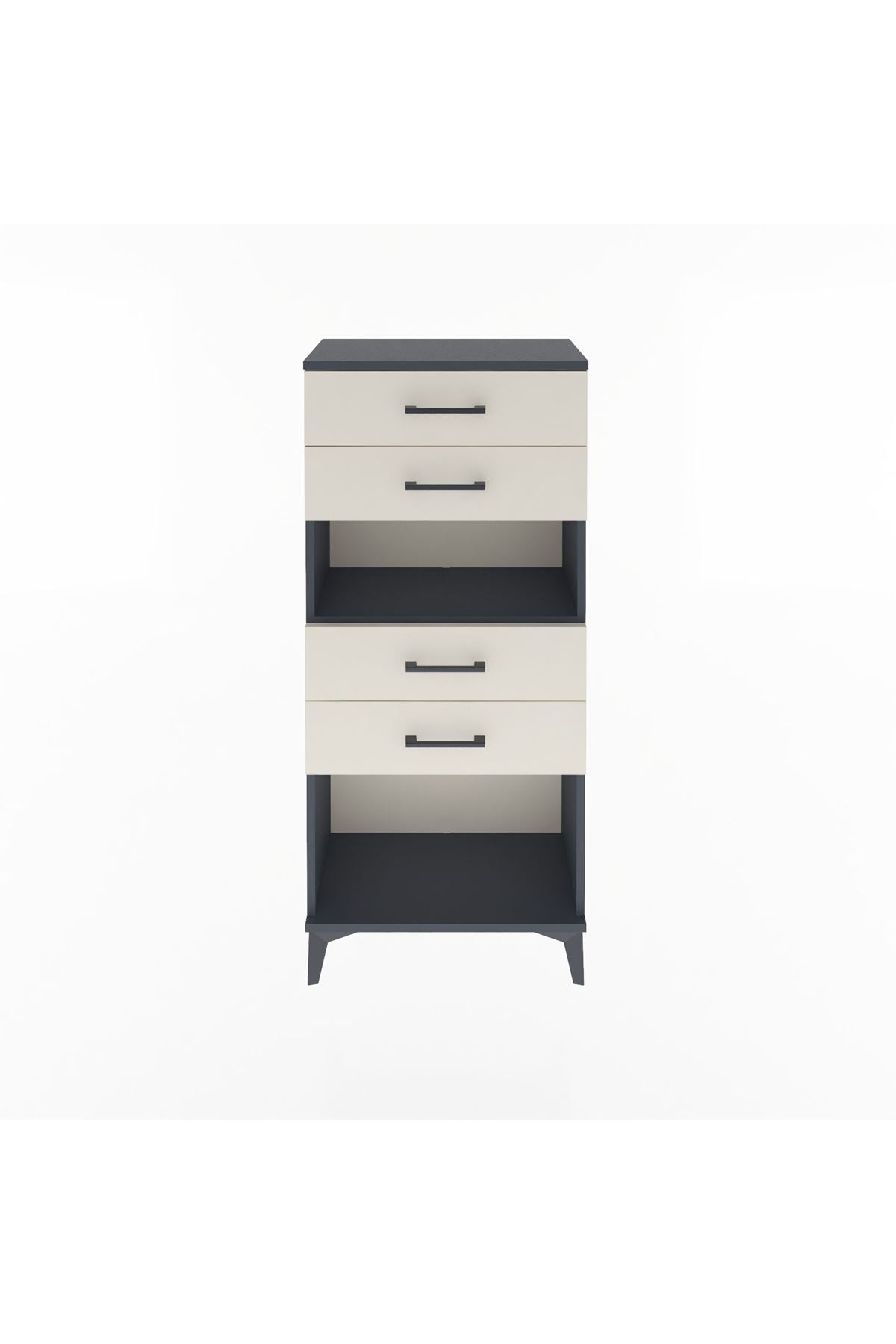 Arges Dolap Tek Raflı 4 Çekmeceli 60x30x134 Antrasit-Aytaşı