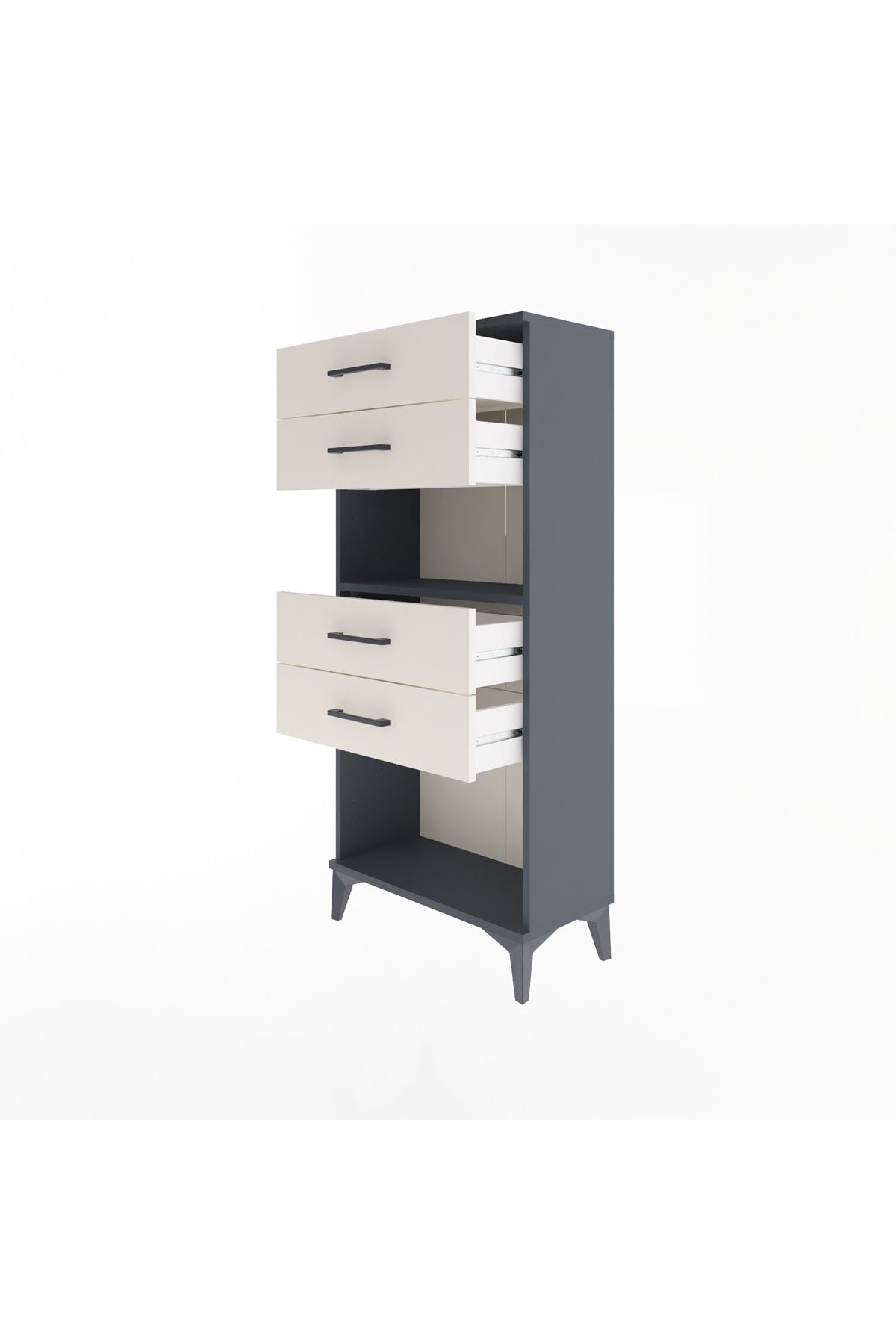 Arges Dolap Tek Raflı 4 Çekmeceli 60x30x134 Antrasit-Aytaşı