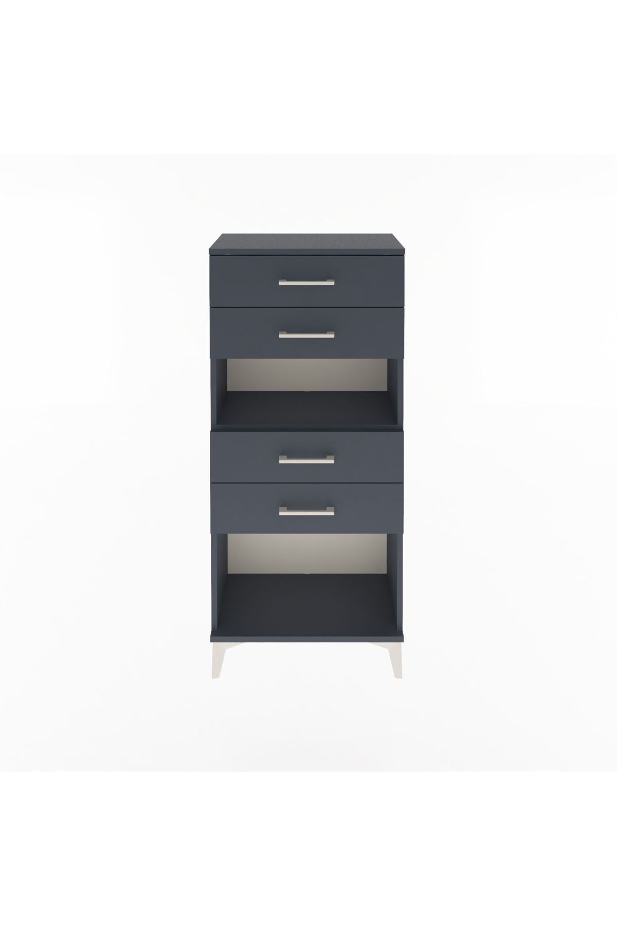 Arges Dolap Tek Raflı 4 Çekmeceli 60x30x134 Antrasit-Antrasit