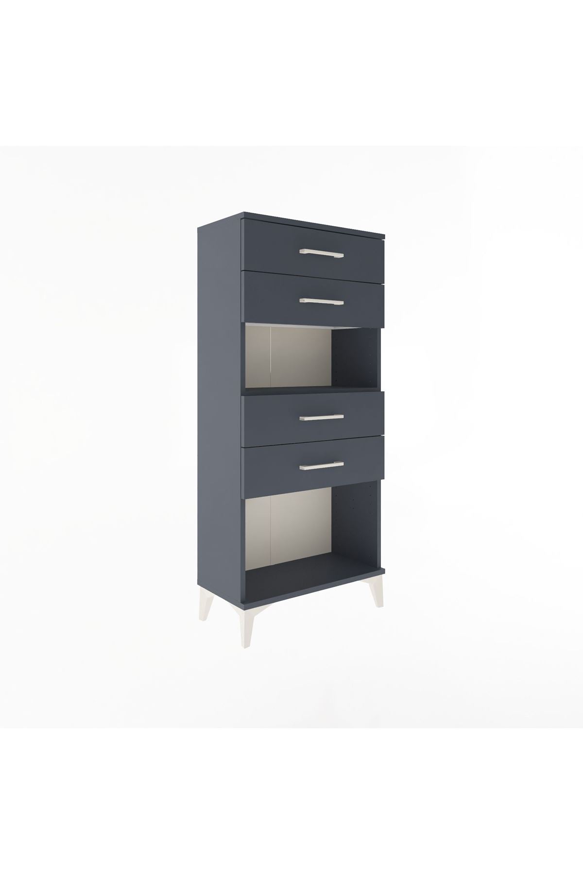 Arges Dolap Tek Raflı 4 Çekmeceli 60x30x134 Antrasit-Antrasit