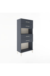 Arges Dolap Tek Raflı 4 Çekmeceli 60x30x134 Antrasit-Antrasit