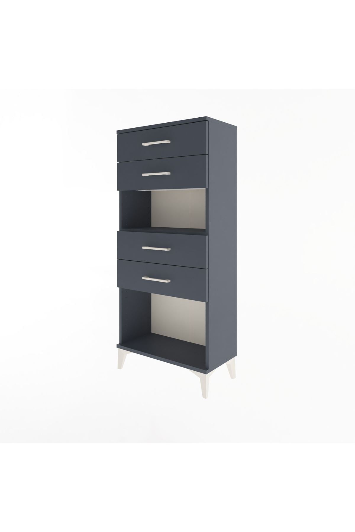 Arges Dolap Tek Raflı 4 Çekmeceli 60x30x134 Antrasit-Antrasit